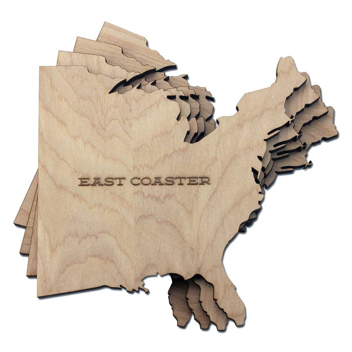 Torched Products - Wholesale Coasters - East & West Wood Coaster- East Coast and West Coast