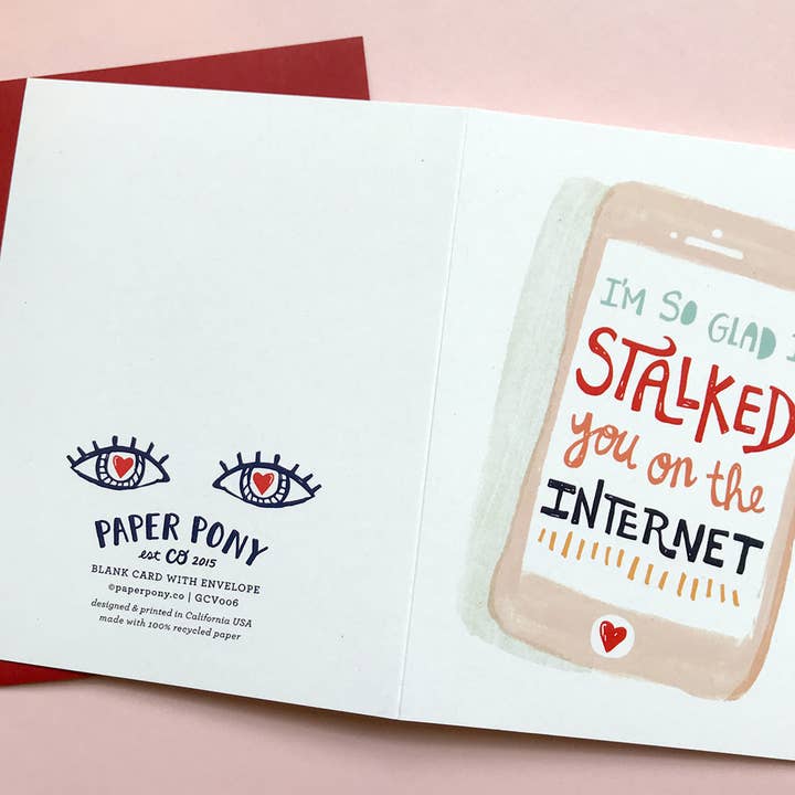 Paper Pony Co. - Wholesale Valentine's Day Card - Internet Stalker Valentine Card