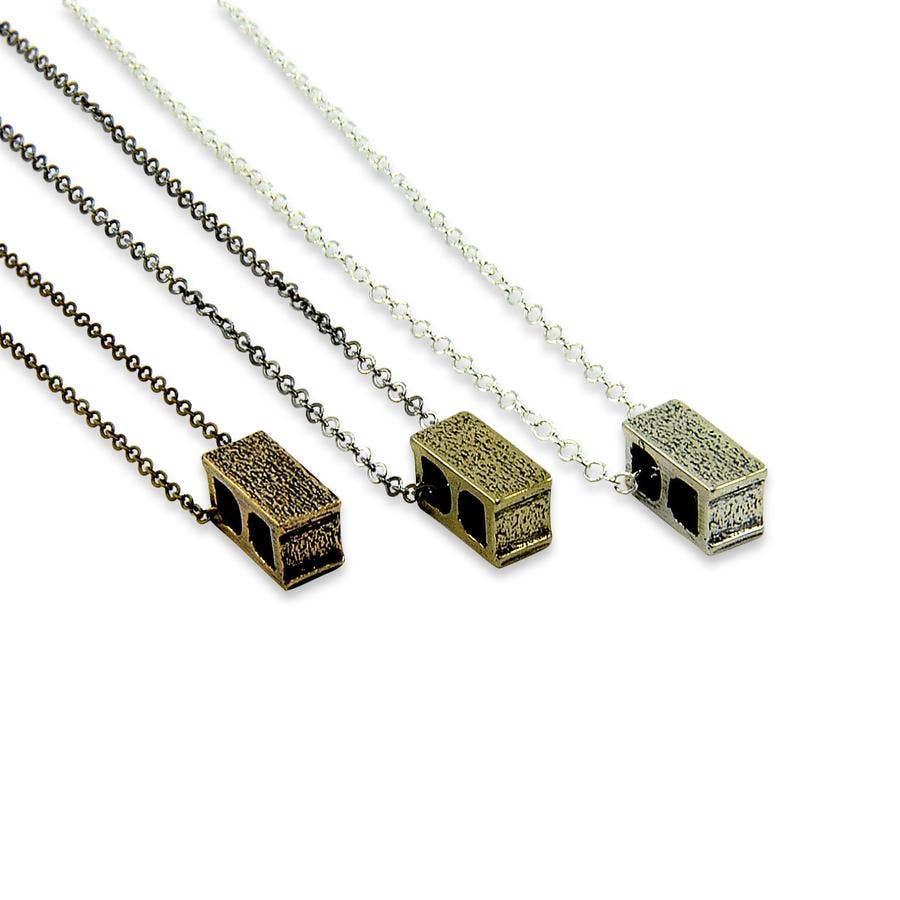 Moon Raven Designs - Wholesale Pendant/Charm Necklace - Cinder Block Necklace - Sterling Silver1