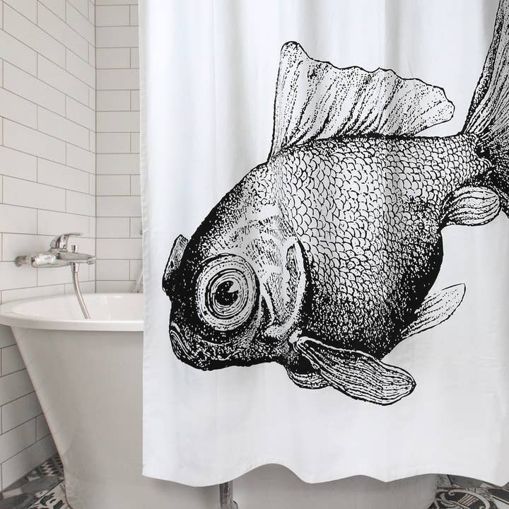 THOMASPAUL - Vente Rideaux de douche - Rideau de douche en coton Goldfish