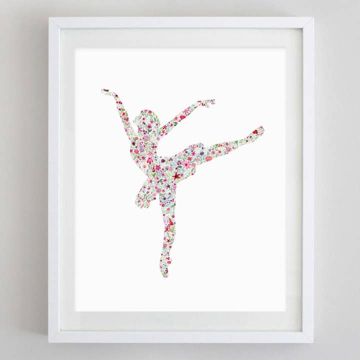 Ballerina 3 Floral Watercolor Print for wholesale by Carly Rae Studio