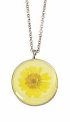 Shari Dixon – wholesale Pendant/charm necklace – Yellow Daisy Med Round Necklace1