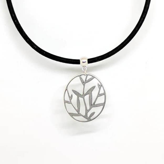 Leaves Cork Necklace - Black for wholesale by Elisabetta Studio