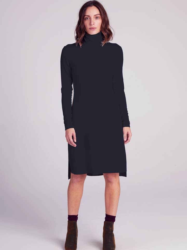 Turtle Dress Heavy Jersey - Black for wholesale by A.Lynn