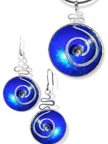 Ensemble hypnotique - Cobalt avec perles dorées pour la vente par LeDanse Limited Edition Jewelry