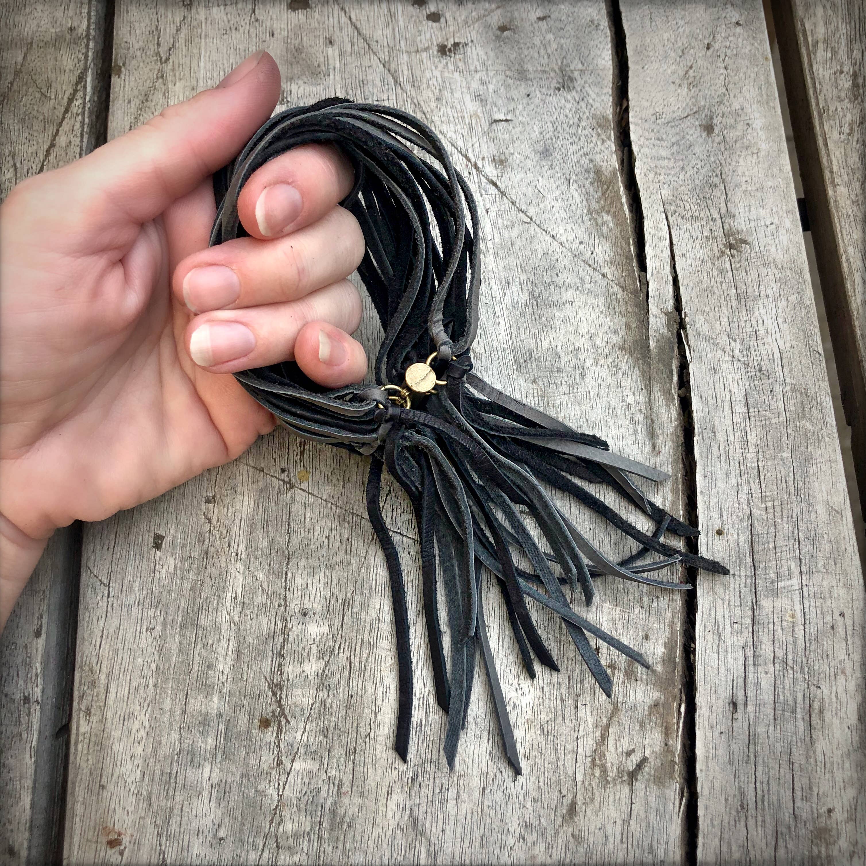 ASTALI - Wholesale Cuff Bracelet - Leather Biker Cuff - Charcoal & Black, Multi-Strand Bracelet1