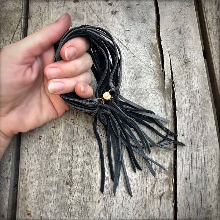 ASTALI - Wholesale Cuff Bracelet - Leather Biker Cuff - Charcoal & Black, Multi-Strand Bracelet1