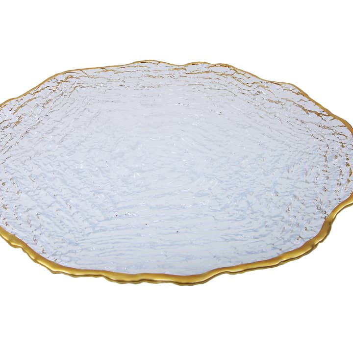 Ocean Wave Chargers With Gold Line - Set Of Four for wholesale by CLASSIC TOUCH DECOR INC.