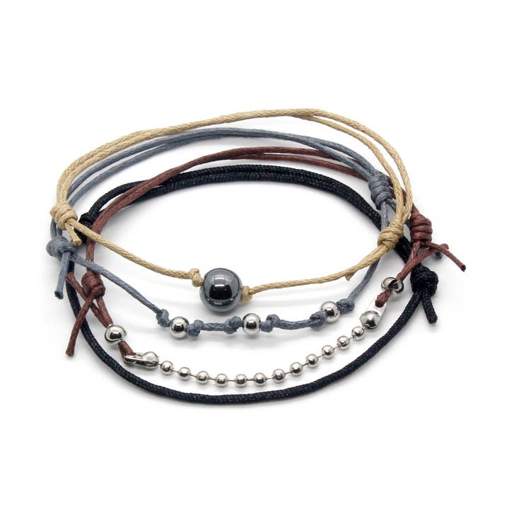 Hematite Gemstone Bracelets, 4 Piece Black Bracelet Pack for wholesale by O Yeah Gifts