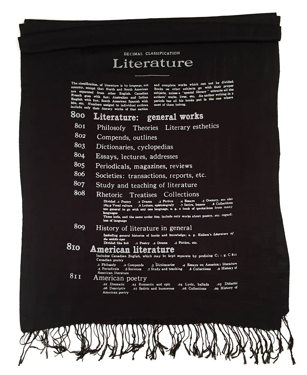 Cyberoptix Tie Lab - Vente Écharpe – femme - Dewey Décimal Echarpe Pashmina imprimée littéraire3