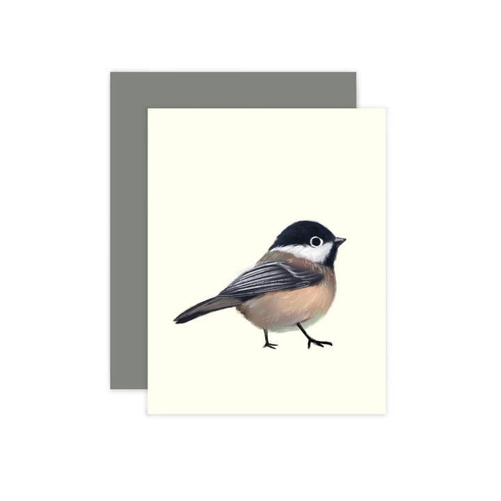 Black Capped Chickadee Bird Card for wholesale by The Little Red House