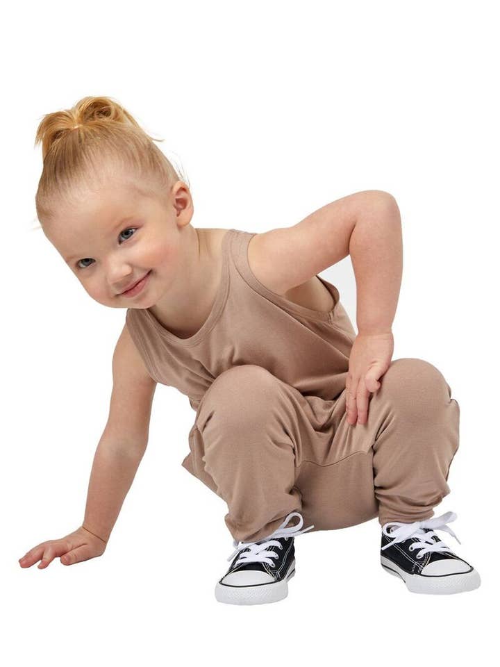 Momper Romper - Wholesale Jumpsuit - Baby - Taupe Mini Toddler Momper2