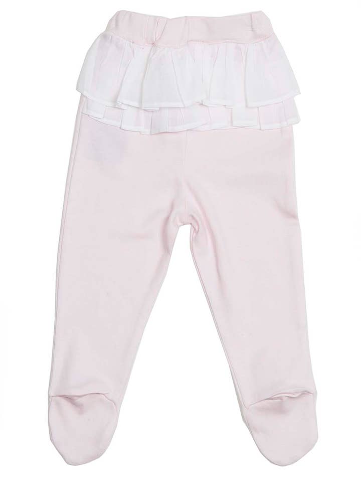 Pantalón Pima Algodón Rosa con volantes blanco para venta al por mayor de Patucos