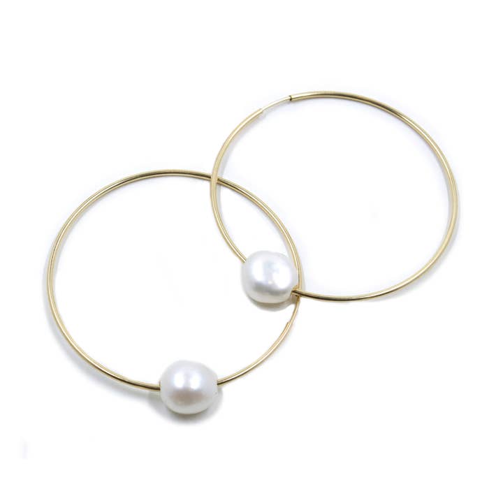 Ella Pearl Hoops for wholesale by Bent by Courtney
