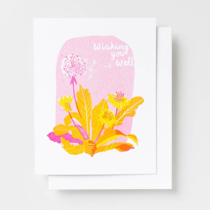 Wishing You Well Risograph Card for wholesale by Yellow Owl Workshop
