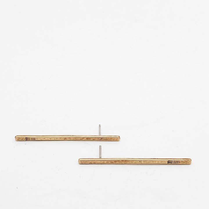 Trace Post Earrings - Brass for wholesale by From The Reliquary