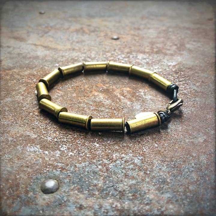 ASTALI - Wholesale Beaded Bracelet - Bullet Tube Bracelet - Brass, Recycled .22 Cal Shell Casings7