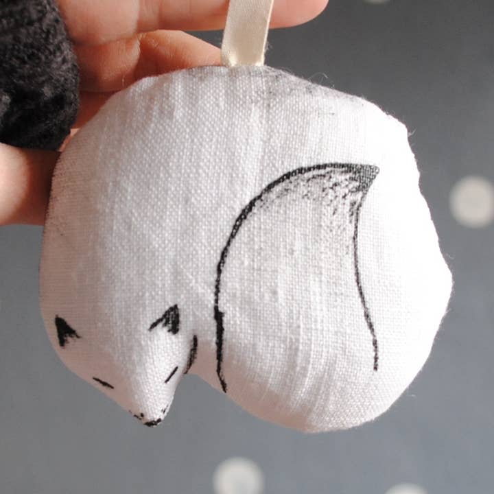 Snow Fox Ornament Primitive 4" Baby Decoration for wholesale by HandyHappy