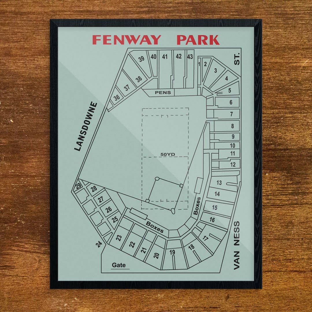 Fridgedoor – Engroshandel Kunsttryk – 11 „x 14" Fenway Park Arkitektonisk Layout Print0