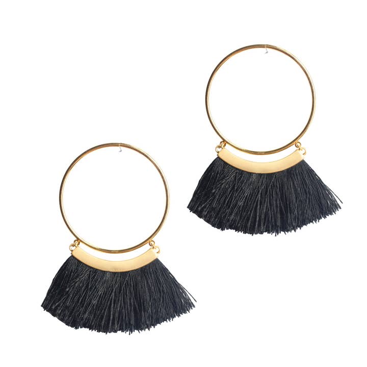 Black Tassle Hoop Earrings for wholesale by Be the Good
