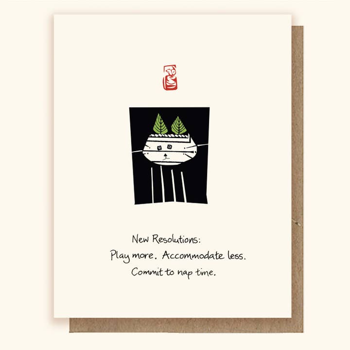 "New Resolutions" Greeting Card for wholesale by HAIKU CATS
