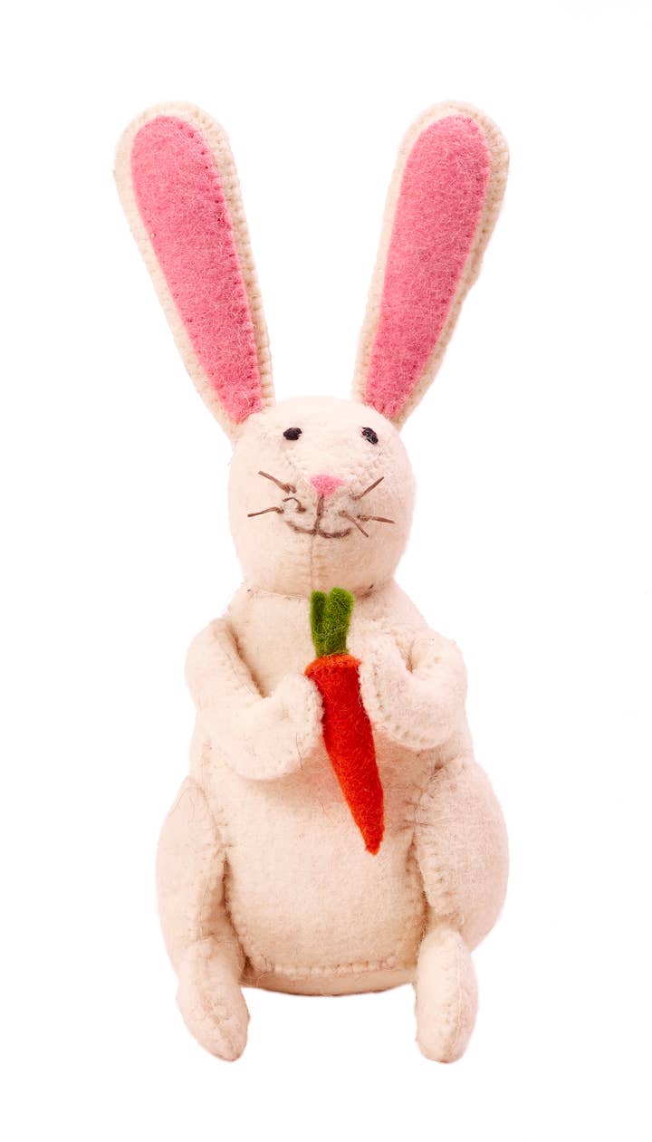 Arcadia Home - Wholesale Decorative Tabletop Object - Handmade Easter Bunny in Cream, Spring Decor, Tabletop