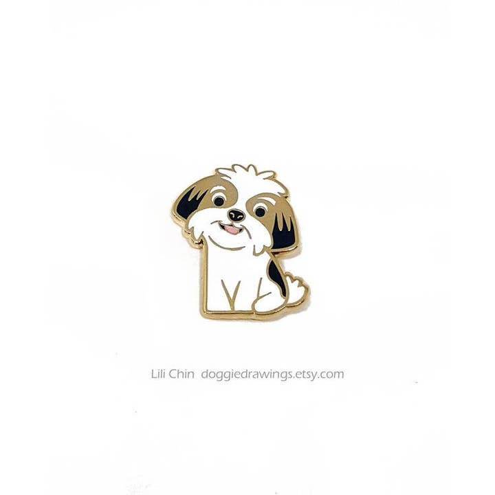 Doggie Drawings - Venta al por mayor Botón/prendedor - Shih TZU/LHasa Apso - Pin esmaltado para perro