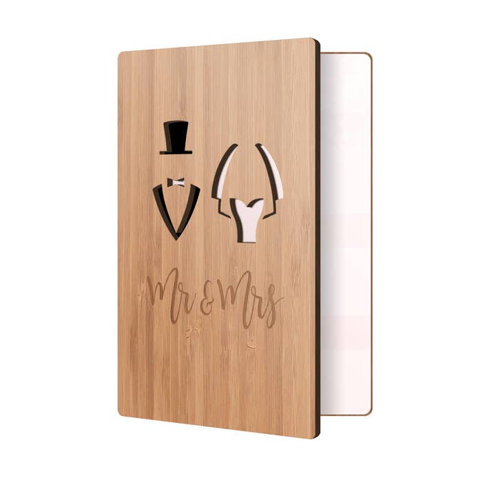 Cartões de Dia dos Namorados em Bambu Artesanais | Silhueta de Casal por atacado de Heartspace Cards