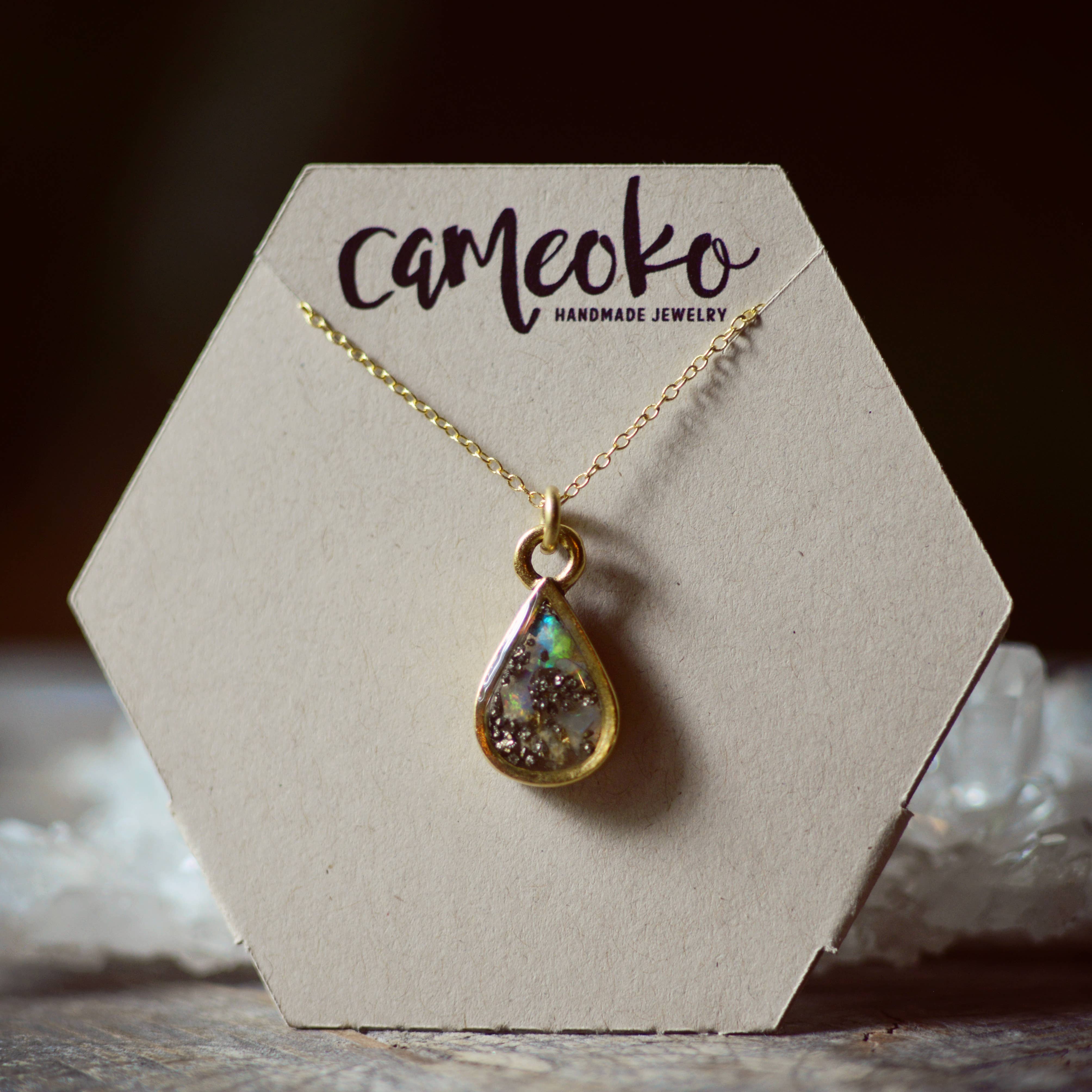 Cameoko - Wholesale Pendant/Charm Necklace - Petite Teardrop Crushed Gemstone Necklace1