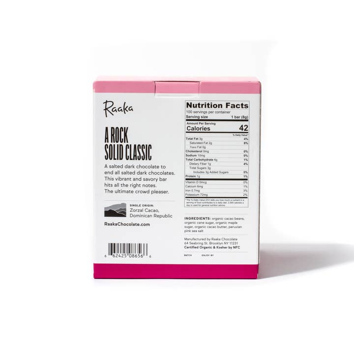 Raaka Chocolate - Wholesale Chocolate Bar - 71% Pink Sea Salt Mini Chocolate Bars (100ct box)2