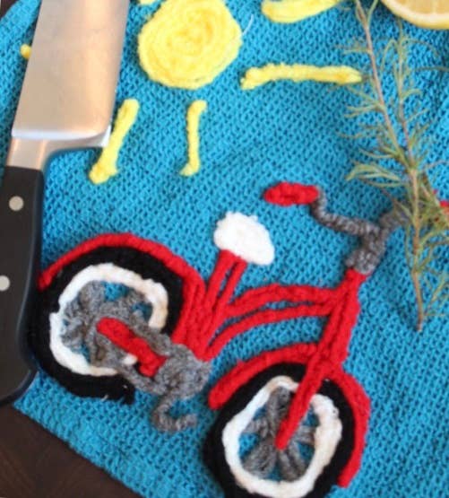 Miss Mavis Fun House - Wholesale Tea Towel - Red bicycle kitchen towel for cyclist  kitchen towel2