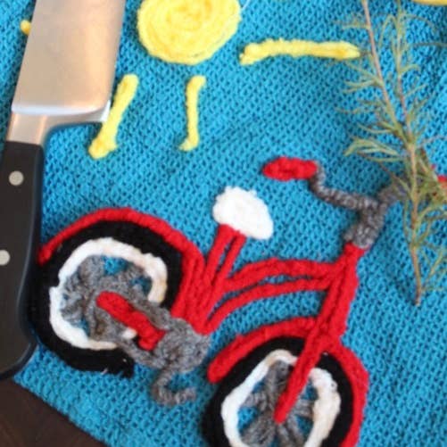 Miss Mavis Fun House – wholesale Tea towel – Red bicycle kitchen towel for cyclist kitchen towel2