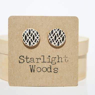 Brincos de madeira preta e branca por atacado de Starlight Woods