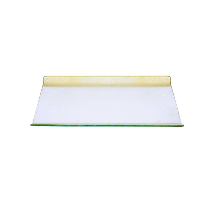 14"L Glass Tray With Gold Border for wholesale by CLASSIC TOUCH DECOR INC.