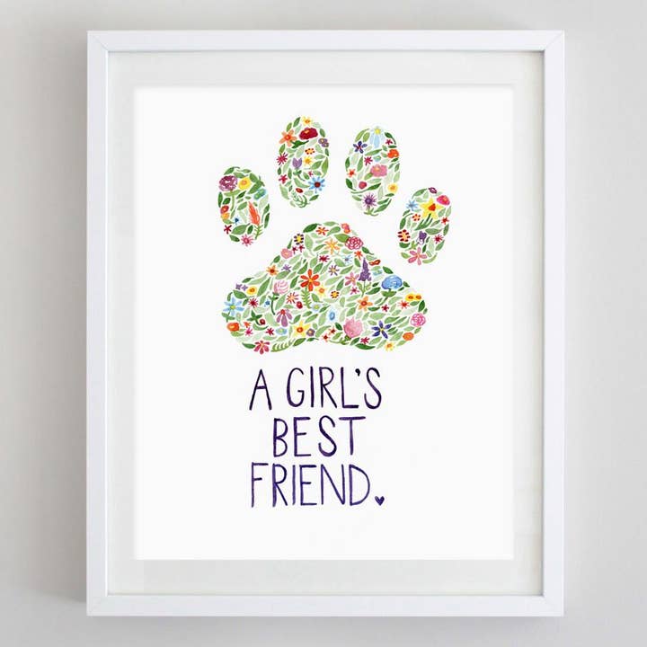 Girls Best Friend Floral Watercolor Print for wholesale by Carly Rae Studio