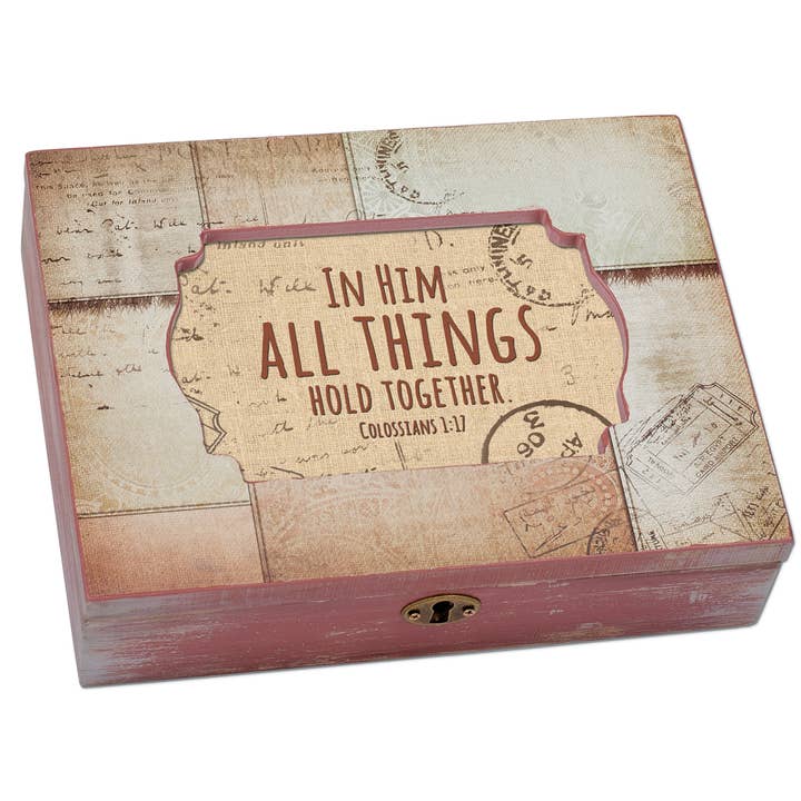 Music Box Decoupage In Him All Things for wholesale by Cottage Garden