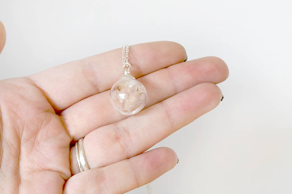 Enchanted Leaves - Wholesale Pendant/Charm Necklace - 24" Dandelion Wish Bubble Necklace (Small)1