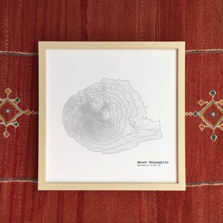12'' x 12'' Mount McLoughlin Oregon Topographic Map Art Print for wholesale by Tim Plus April