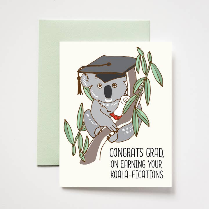Koala Graduation Congrats Grad Greeting Card for wholesale by ILOOTPAPERIE