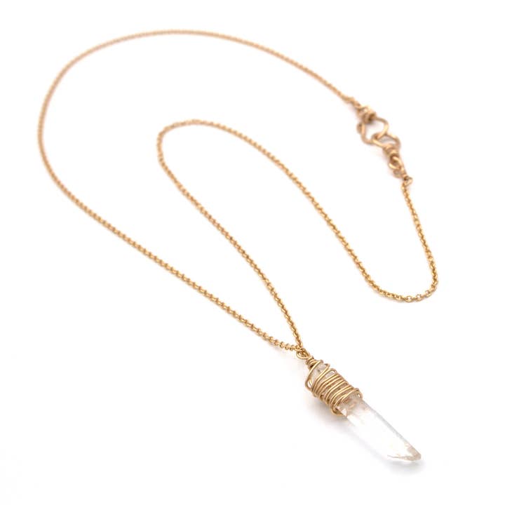 Crystal and Gold - Wholesale Pendant/Charm Necklace - Lemurian Quartz Crystal Necklace1