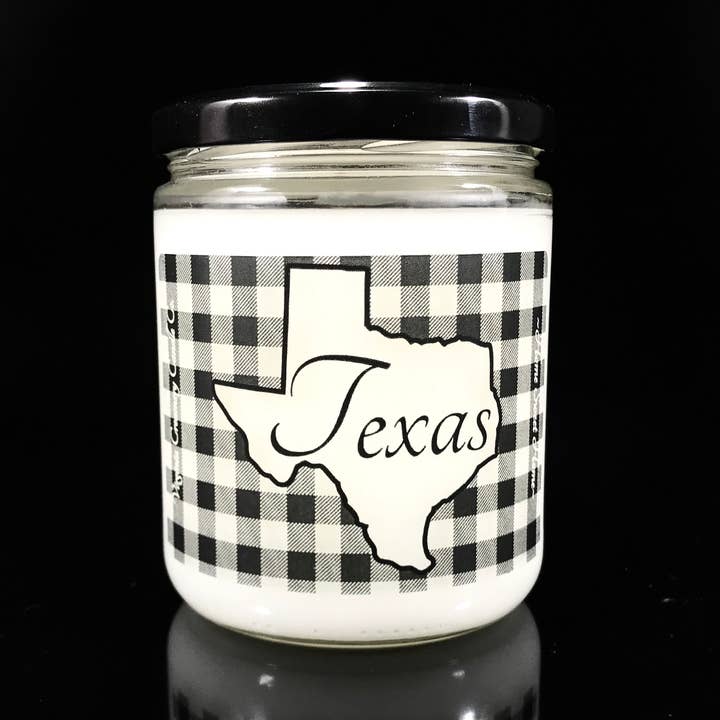 USTX4-Texas Buff Ck 16oz Glass Jar Candle for wholesale by Virginia Creamery Candle Co.