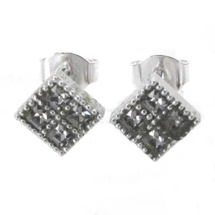 Sterling Silver Mini Grid Earrings with Swarovski Crystals for wholesale by Jessica Elliot Jewelry