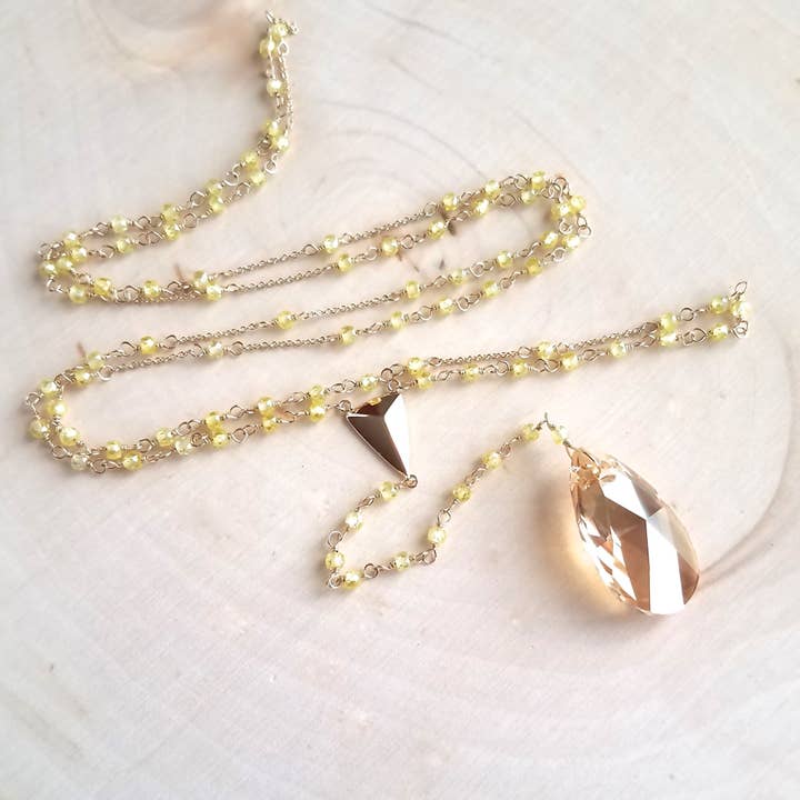 MissElenious Jewelry - Wholesale Y-Neck/Lariat Necklace - Yellow Zircon Rosary Lariat2