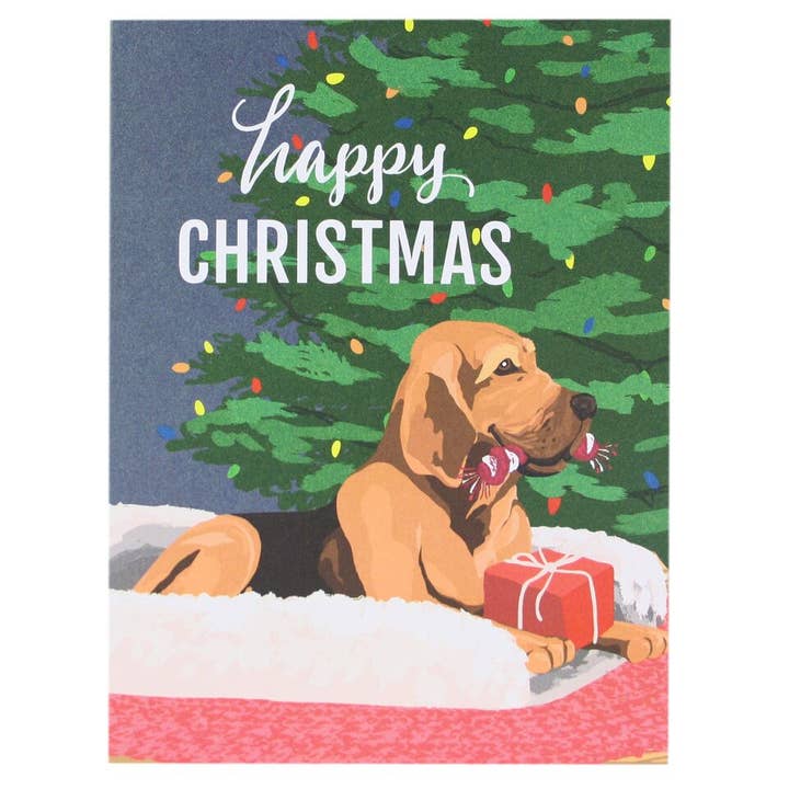 Smudge Ink - Wholesale Christmas Card - Happy Bloodhound Christmas Card - LAST CHANCE