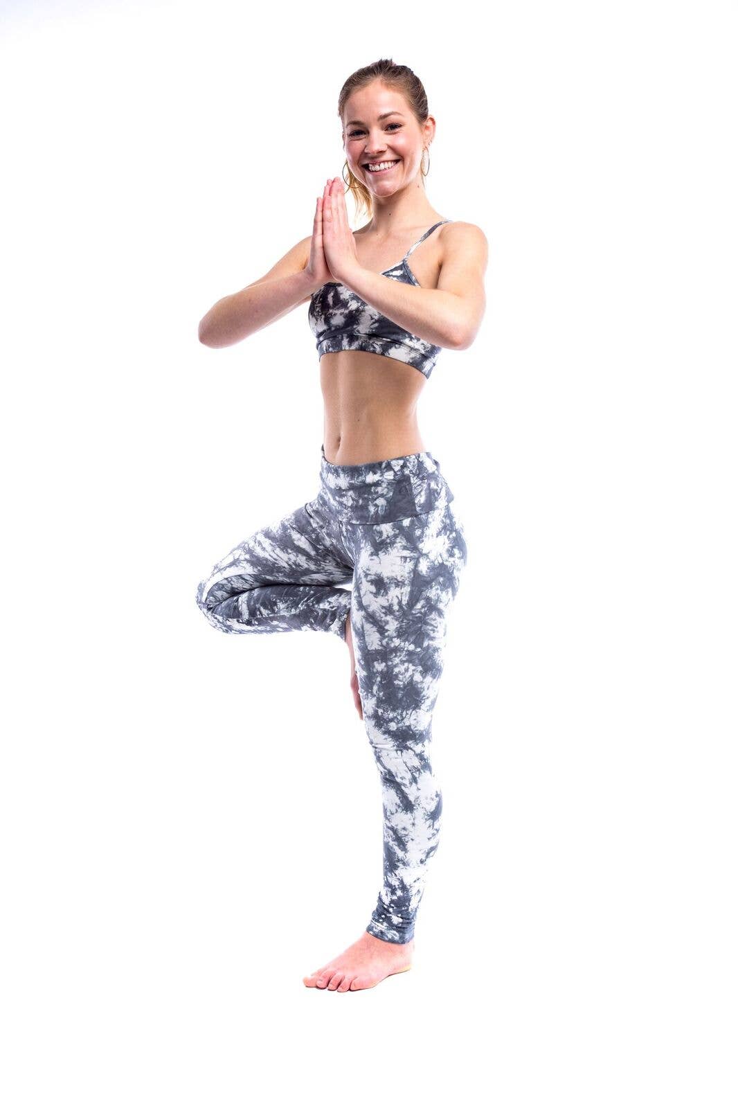 Satya Yoga Wear - Wholesale Athletic/Lounge Leggings - Women's - Grey and Cream Tie Dye Dvadasa Yoga Pant4