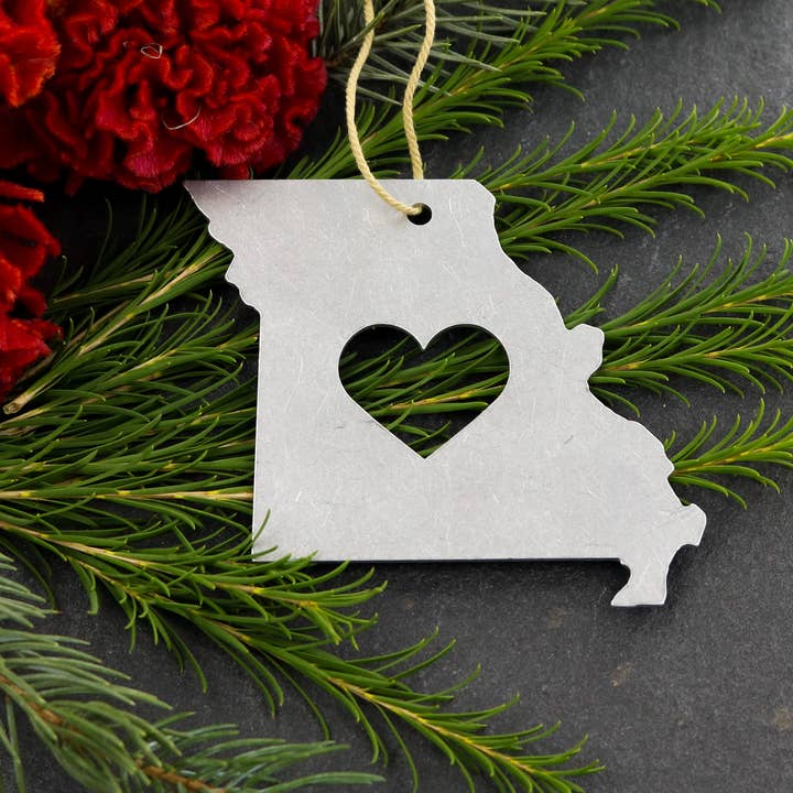 Missouri State Metal Holiday Gift Christmas Ornaments for wholesale by Iron Maid Art