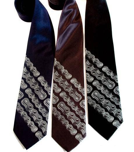Cyberoptix Tie Lab - Wholesale Necktie - Men's - Bike Chain Stripe Necktie0