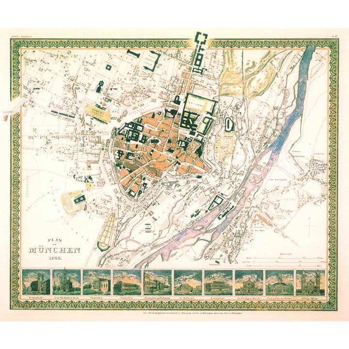 Munich, Allemagne en 1844 pour la vente par Historic Urban Plans, Inc.