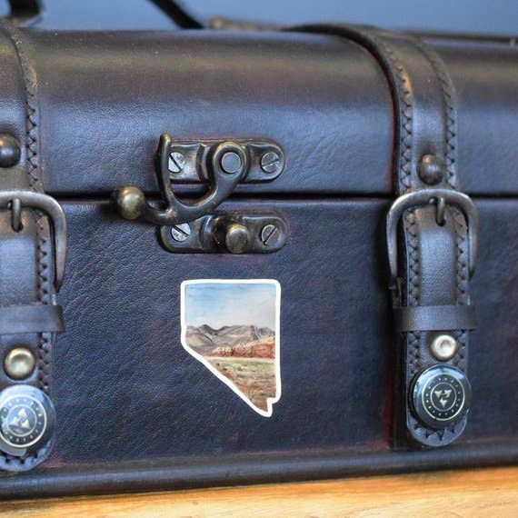 Nevada State Vinyl Adventure Sticker (mini) for wholesale by Rachel Alvarez Art