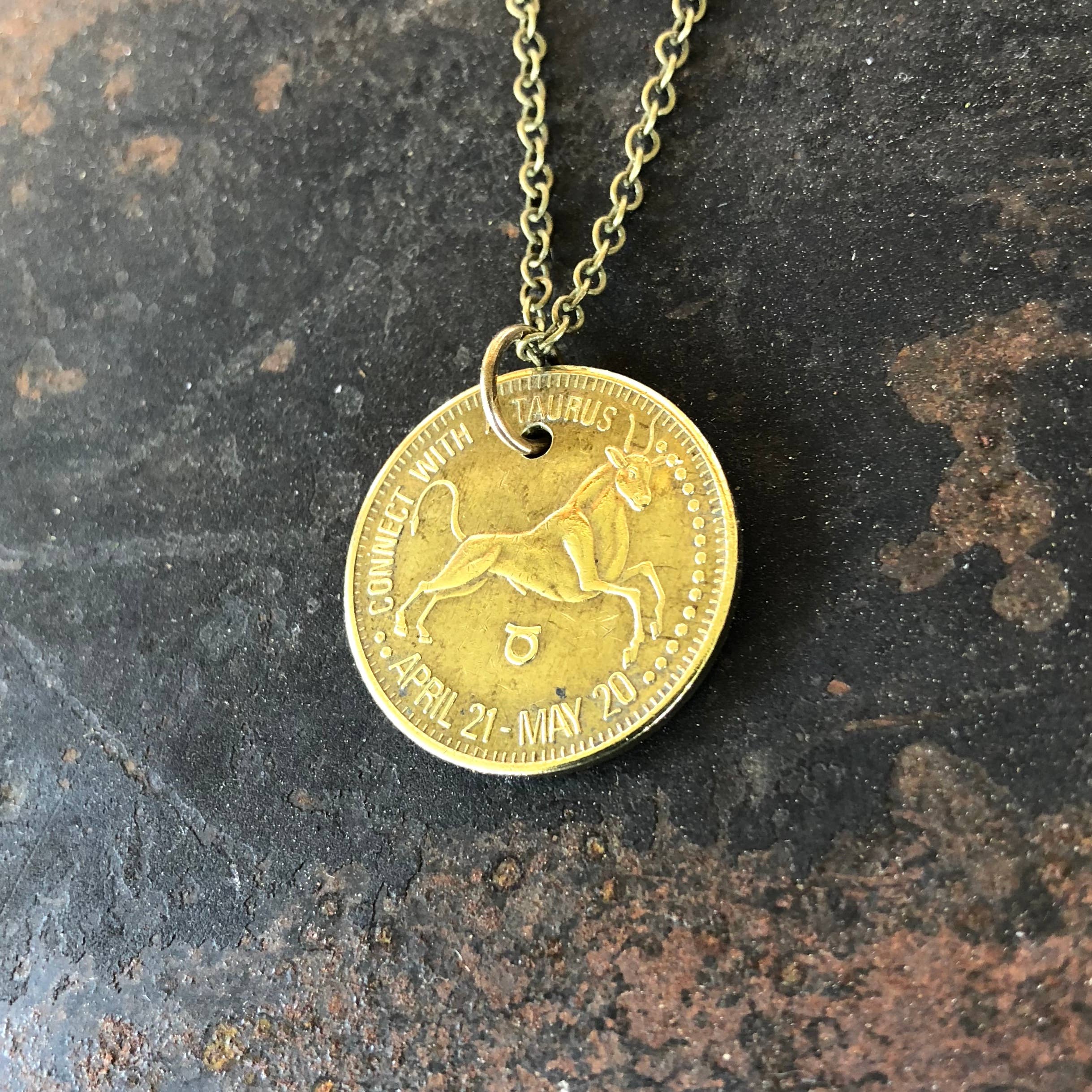 ASTALI - Wholesale Pendant/Charm Necklace - Taurus Zodiac Sign Necklace, Astrology Token, Coin Necklace2